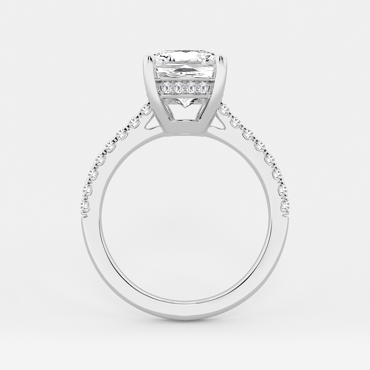 Additional Image 1 for  4 1/3 ctw Elongated Cushion Lab Grown Diamond Hidden Halo Engagement Ring
